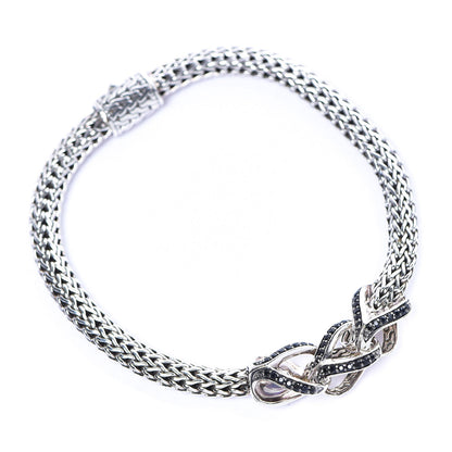 John Hardy Sterling Silver Black Sapphire Classic Chain Braided Bracelet 1 of 3