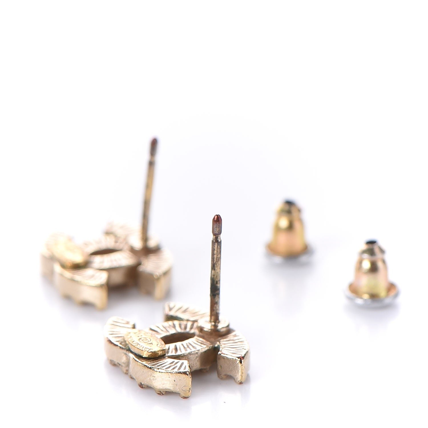 Chanel Crystal CC Earrings Gold 3 of 5