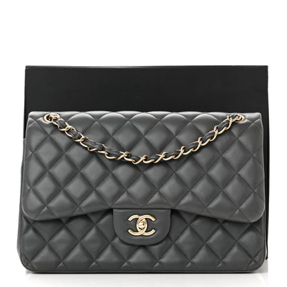 Chanel Lambskin Quilted Jumbo Double Flap Dark Grey 16 of 16