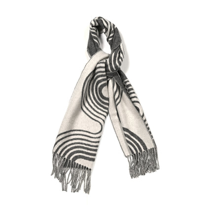 Hermes Cashmere Casaque Vague Muffler Gris Flanelle Ivoire 1 of 4