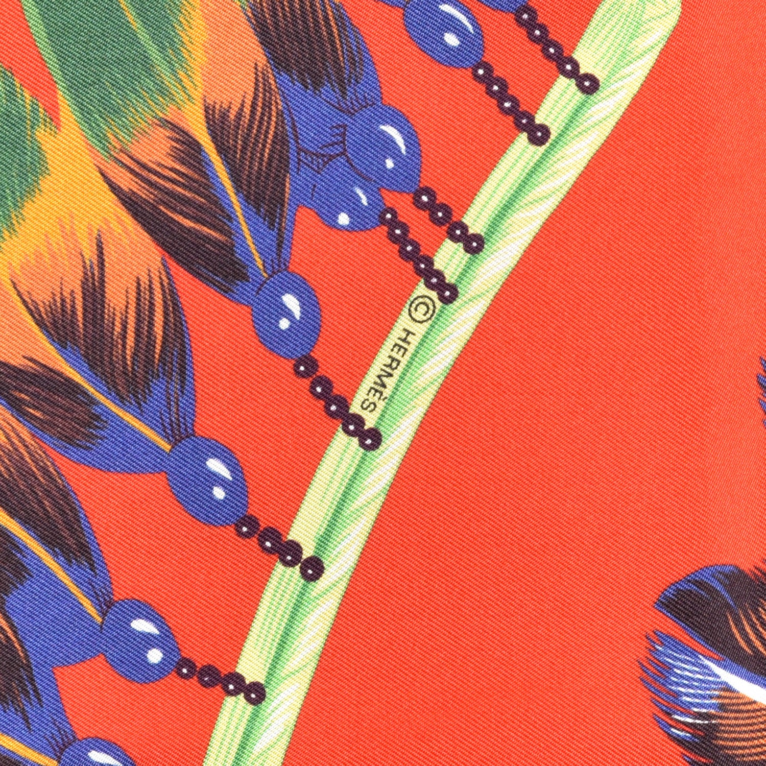 Hermes Silk Brazil Maxi Twilly Rouge Vif Violet Vert 3 of 4