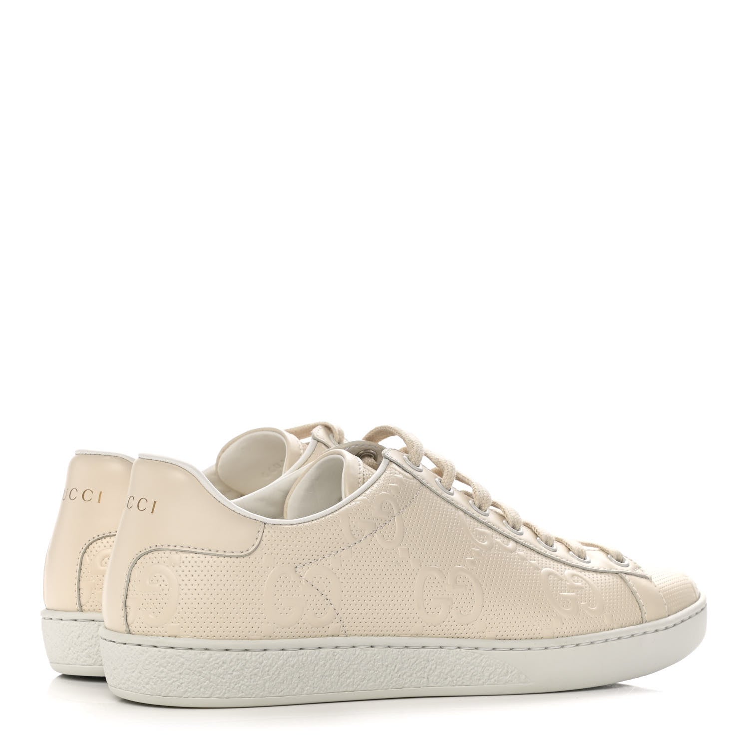 Gucci Calfskin GG Tennis Embossed Womens Ace Sneakers 39 Mystic White 4 of 10