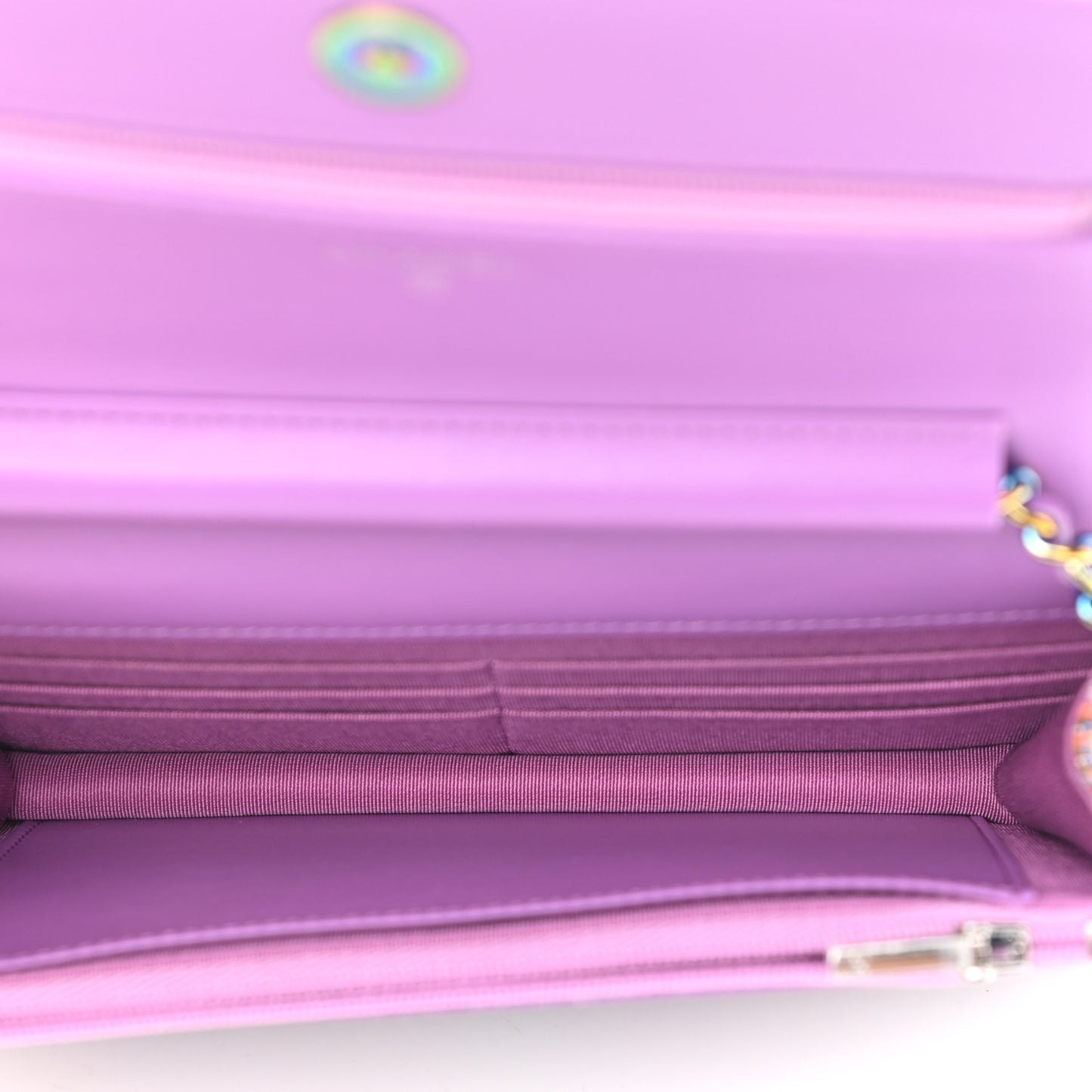 Tweed Iridescent Wallet On Chain WOC Blue Pink Orange Silver