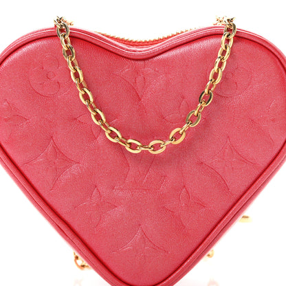 Louis Vuitton Lambskin Embossed Monogram Fall In Love Sac Coeur Heart Chain Bag Lipstick Red 7 of 9