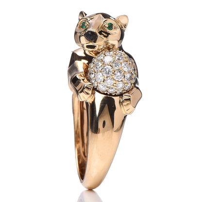 Cartier 18K Yellow Gold Diamond Onyx Emerald Panthère De Ring 53 6.25 4 of 12
