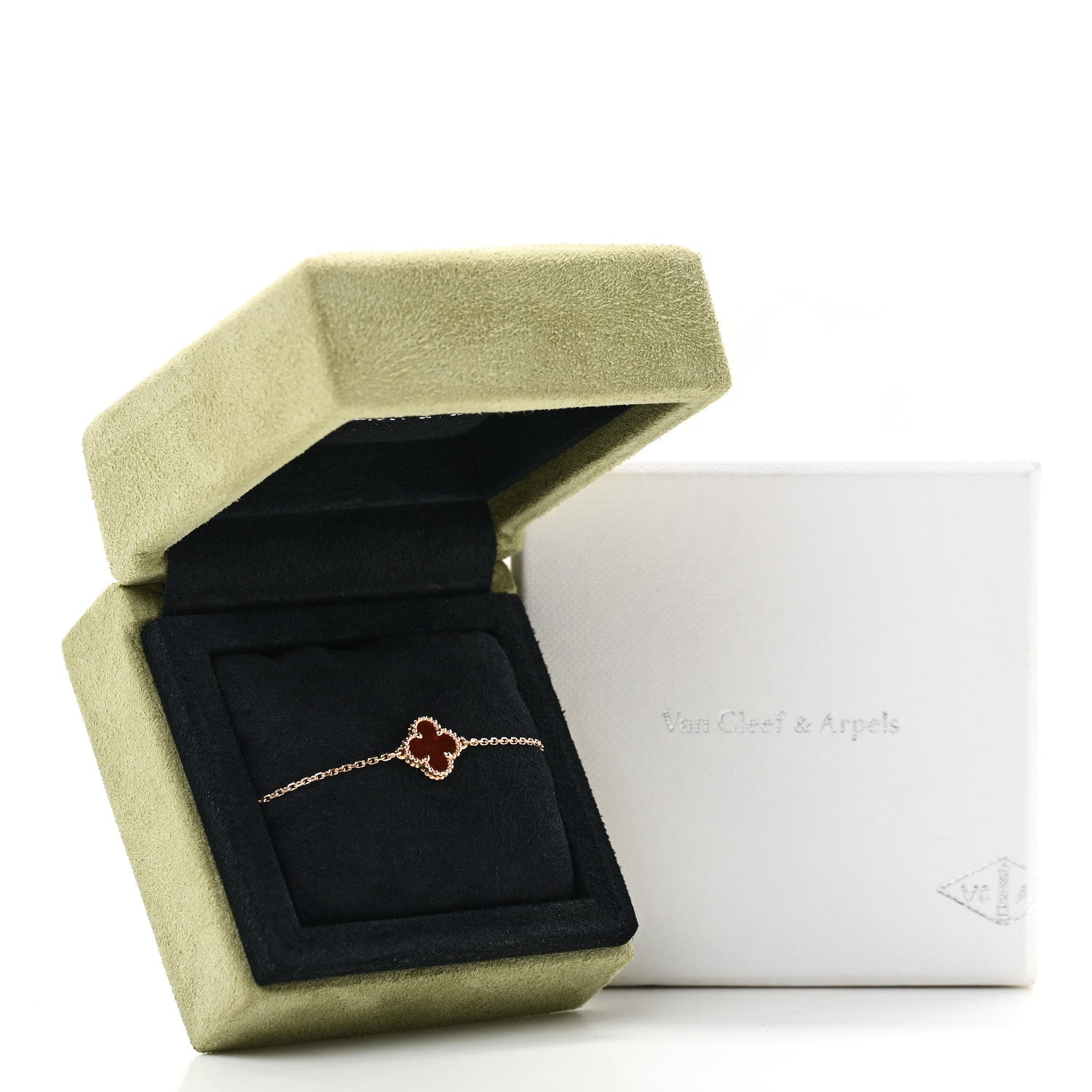 Van Cleef & Arpels 18K Rose Gold Carnelian Sweet Alhambra Bracelet 5 of 5