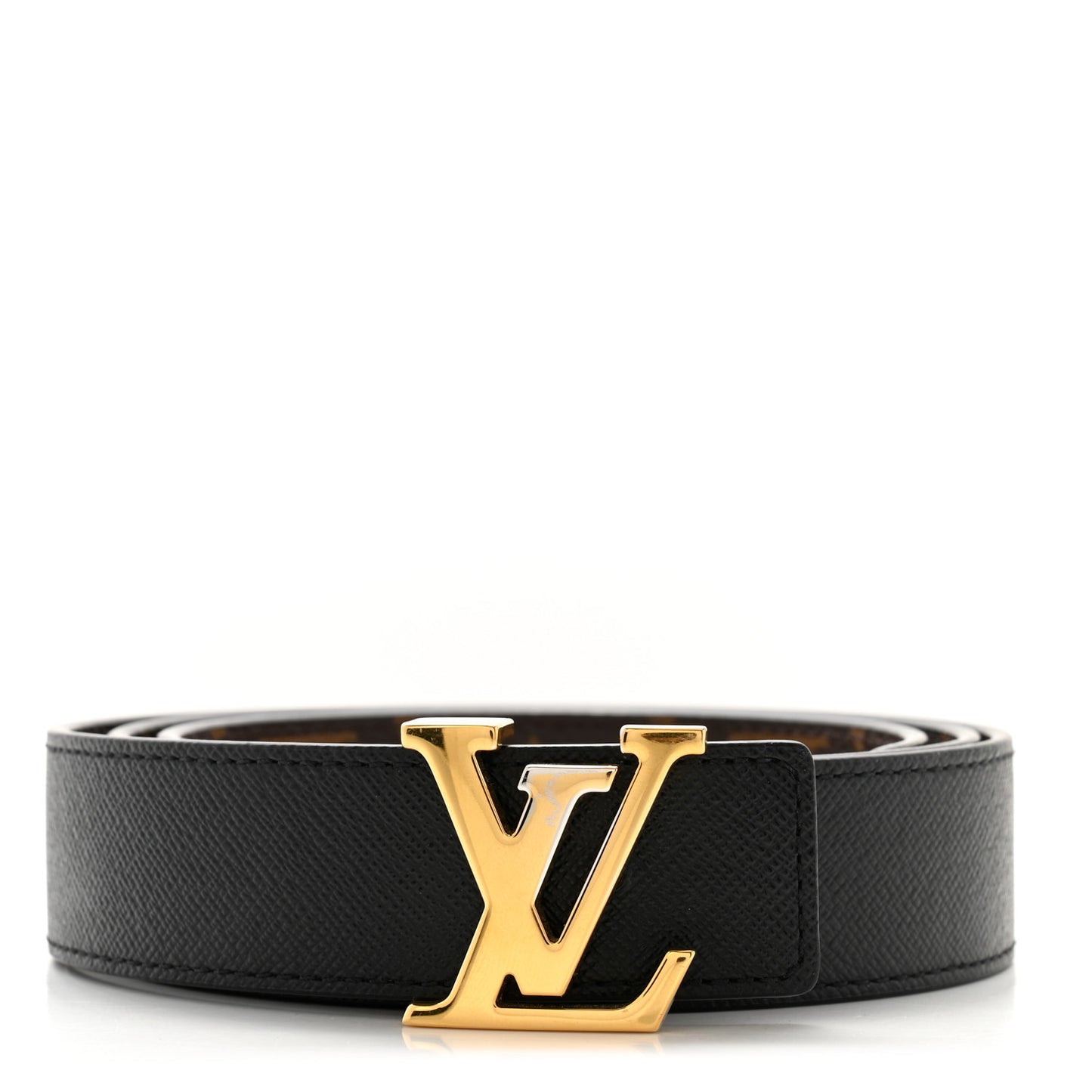 Calfskin Monogram 30mm LV Initiales Reversible Belt  90 36 Black