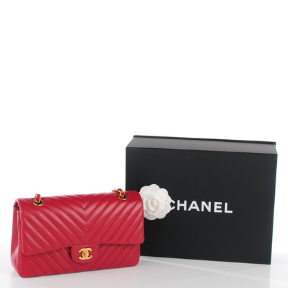 Chanel Lambskin Chevron Medium Double Flap Dark Red 2 of 9