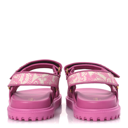 Christian Dior Technical Fabric All Over Butterflies Dioract 10mm Sandals 38 Peacock Pink 6 of 13