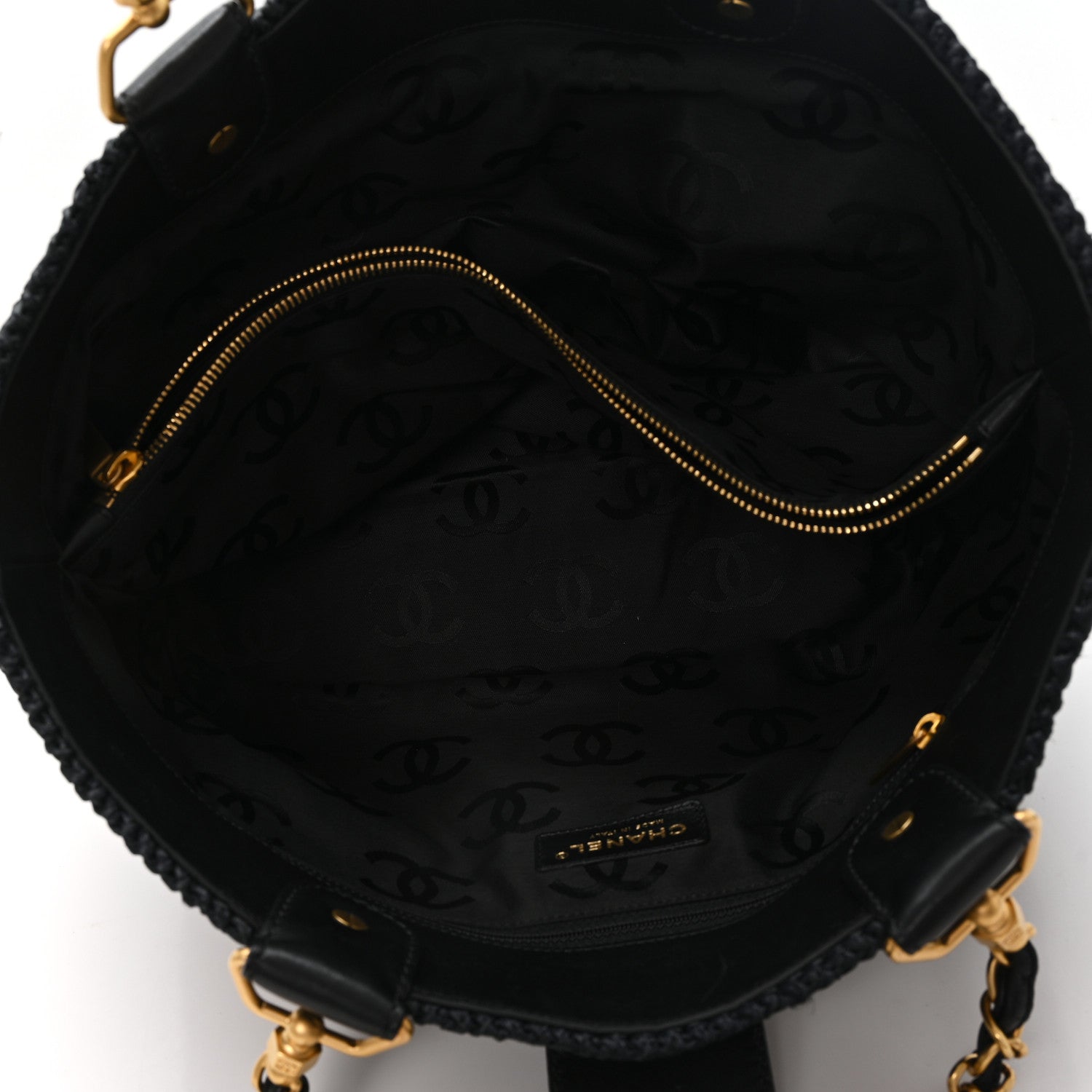 Chanel Straw Raffia Tote Black 5 of 12
