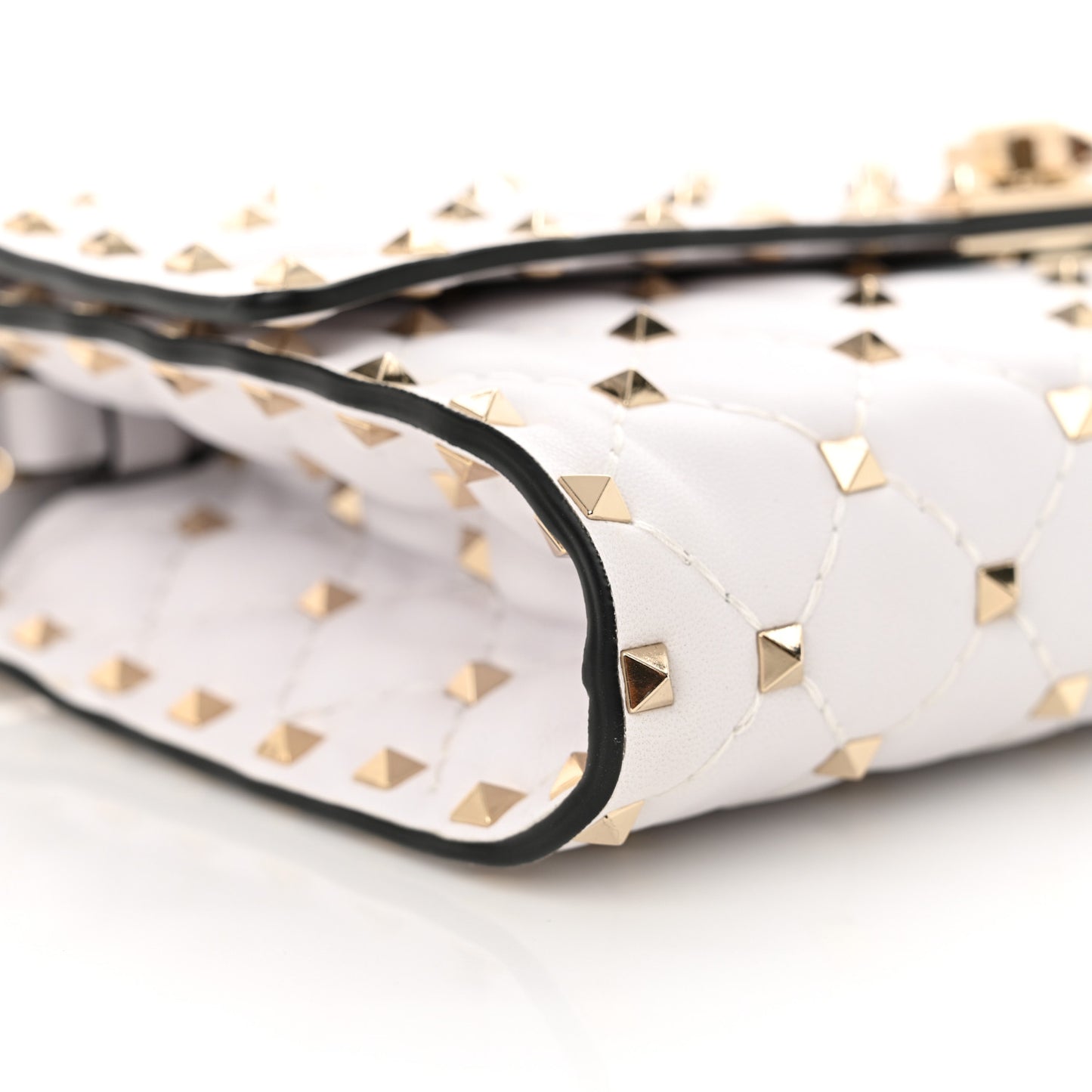 Nappa Rockstud Spike Wallet On Chain Optic White