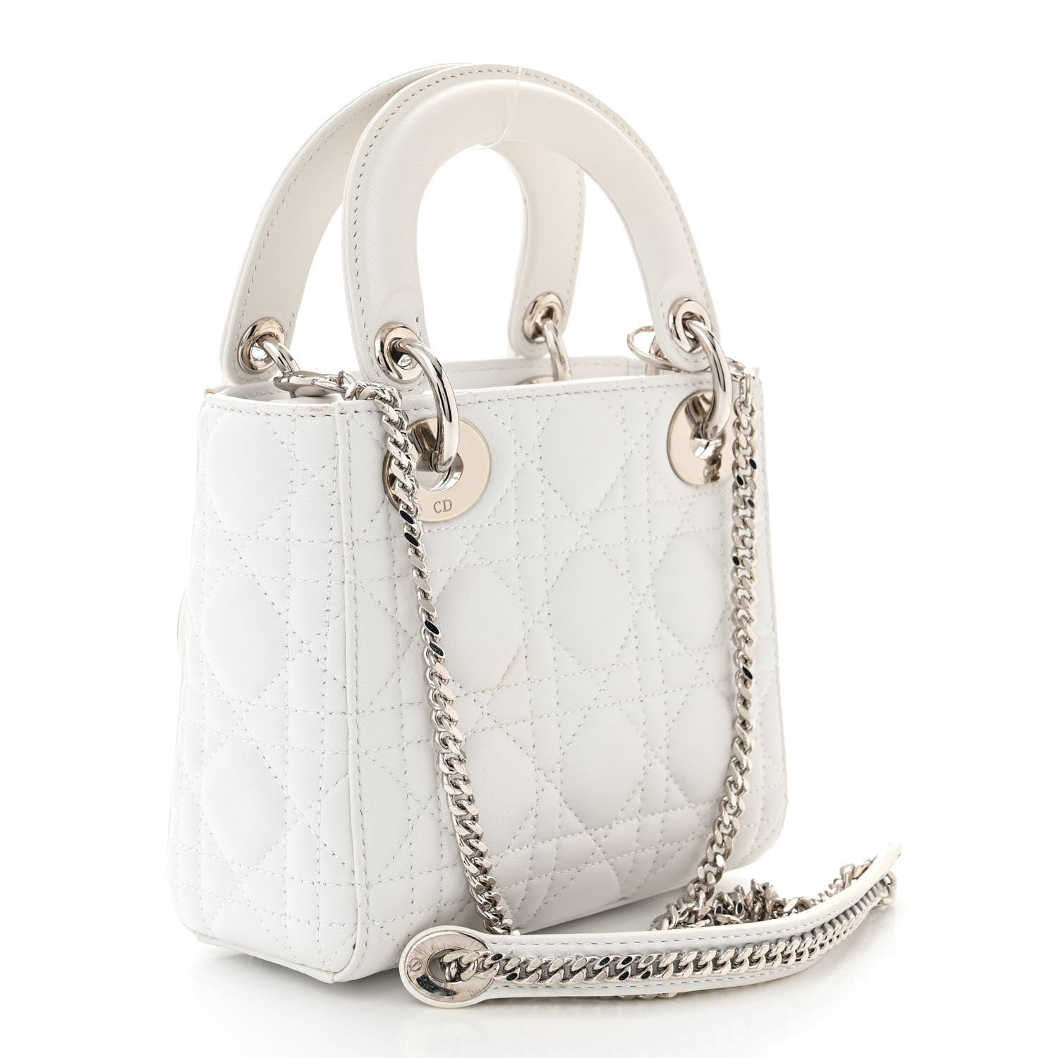 Christian Dior Lambskin Cannage Mini Lady Dior White 3 of 11