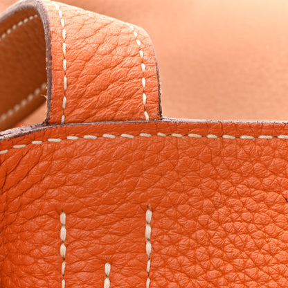 Hermes Taurillon Clemence Double Sens 45 Reversible Tote Orange Gold 21 of 22