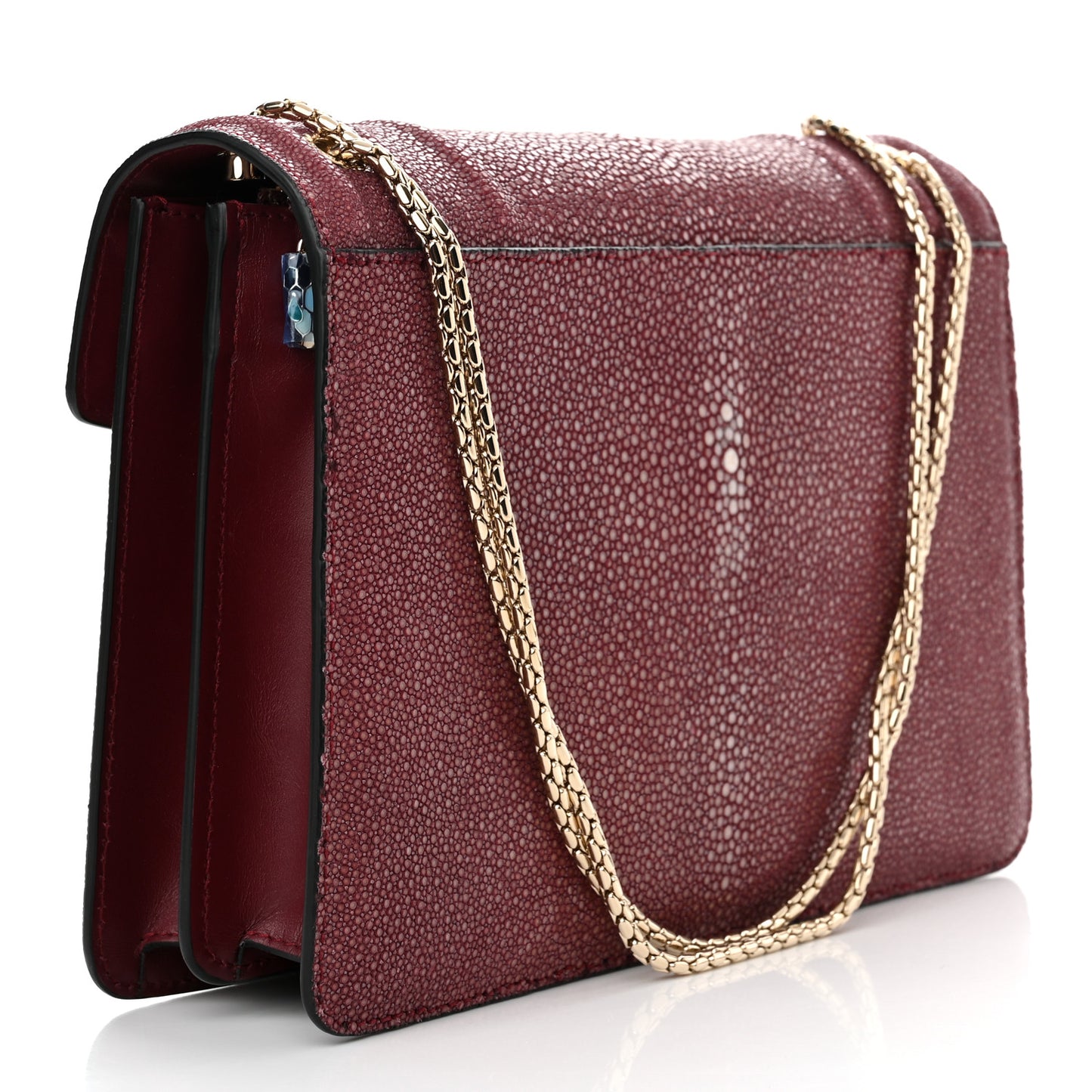 Calfskin Galuchat Serpenti Forever Shoulder Bag Plum