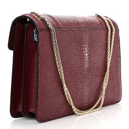 Bulgari Calfskin Galuchat Serpenti Forever Shoulder Bag Plum 3 of 10