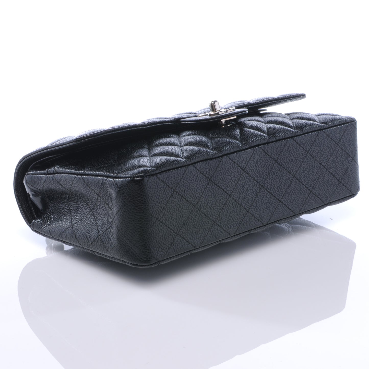 Caviar Quilted Medium Double Flap Black