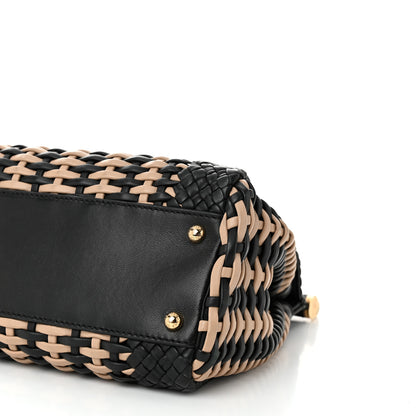 Dolce & Gabbana Calfskin Woven Medium Sicily Satchel Black Beige 9 of 9