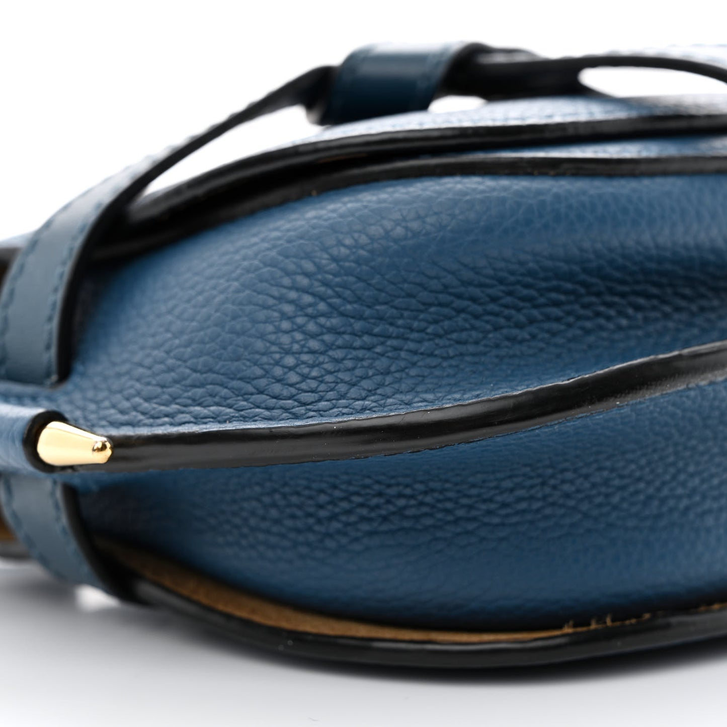 Grained Calfskin Mini Gate Crossbody Bag Steel Blue