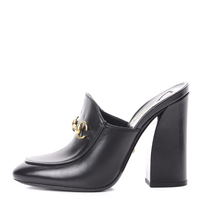 Gucci Malaga Kid Horsebit Princetown High Heel Mules 36 Black 1 of 7