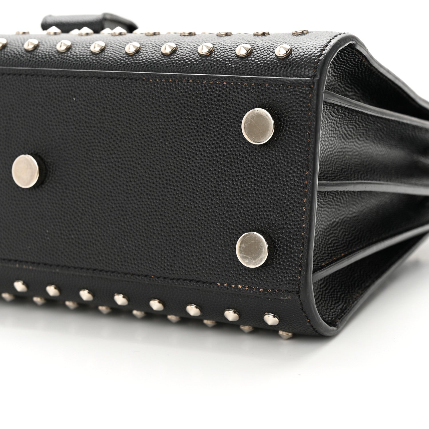 Saint Laurent SAINT LAURENT Calfskin Studded Nano Sac De Jour Black 9 of 18