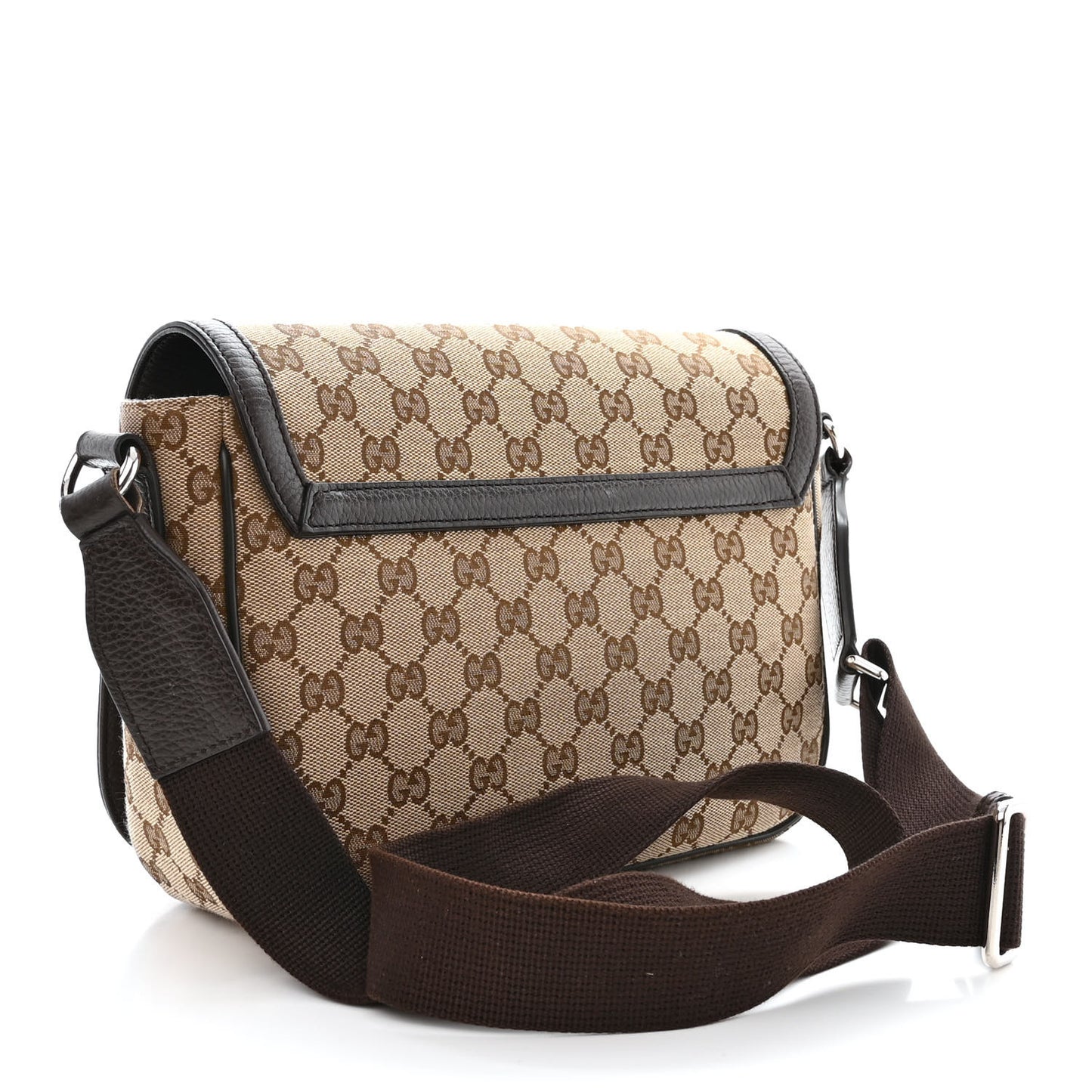 Monogram Flap Messenger Bag Beige Dark Brown