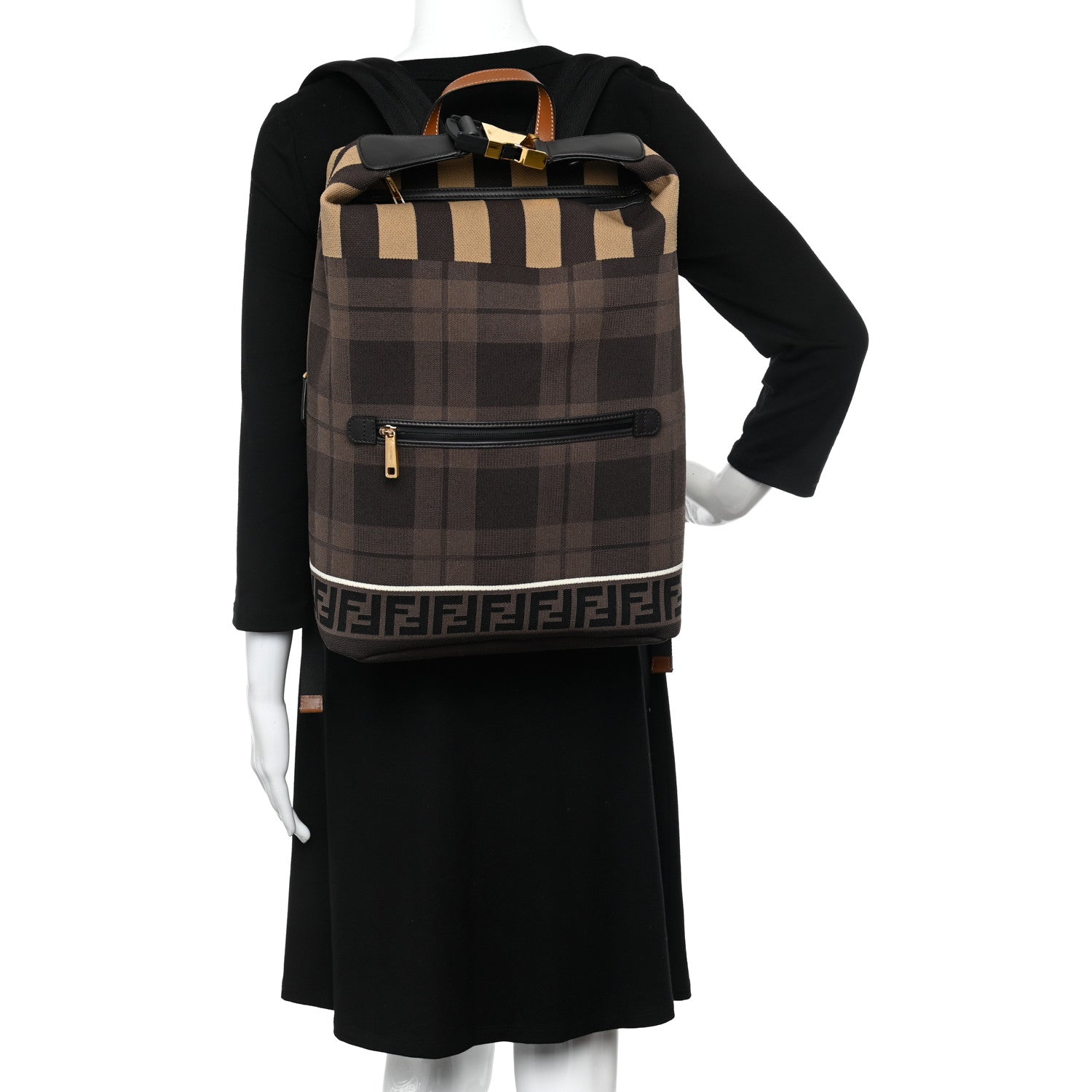 Fendi Tech Knit Tartan Forever Cross Strap Backpack 2 of 10