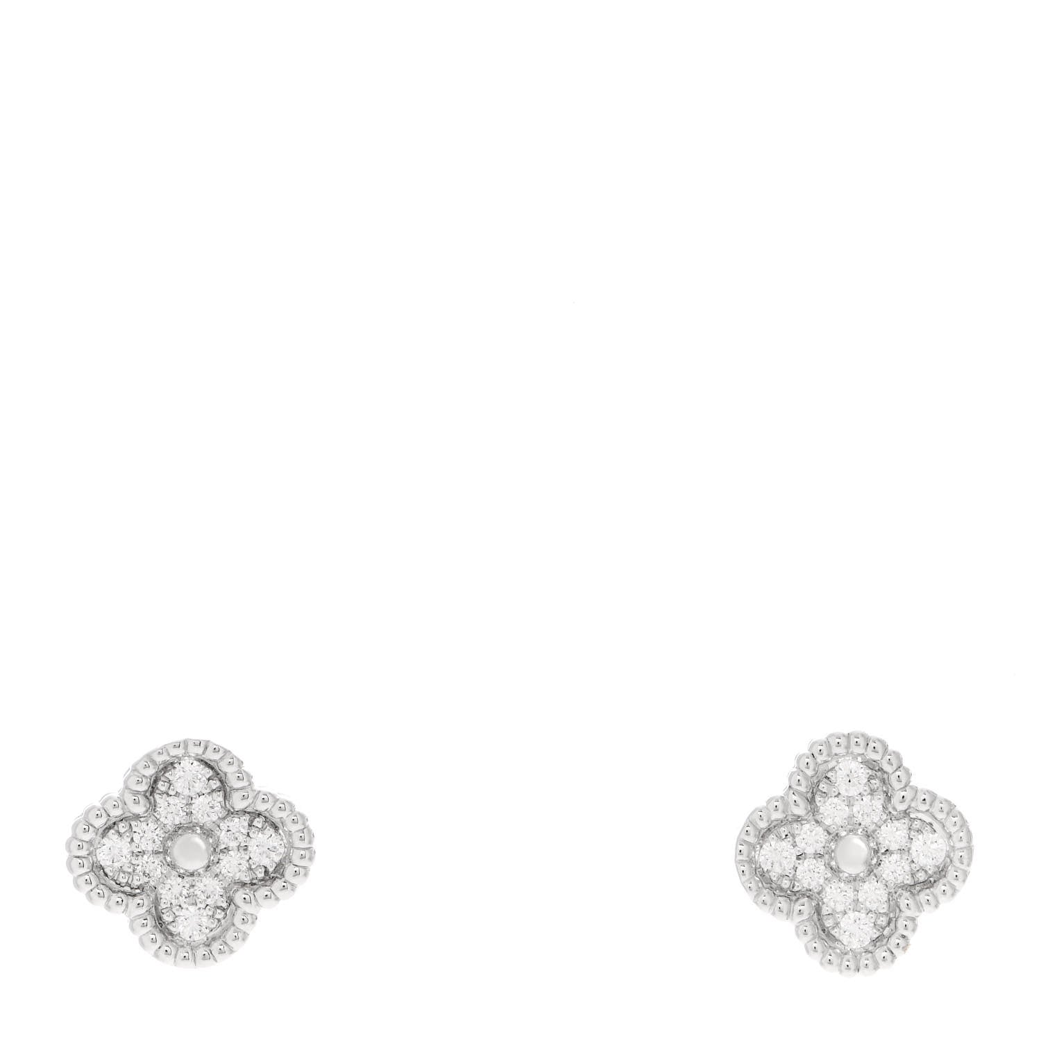 Van Cleef & Arpels 18K White Gold Diamond Sweet Alhambra Earrings 1 of 6