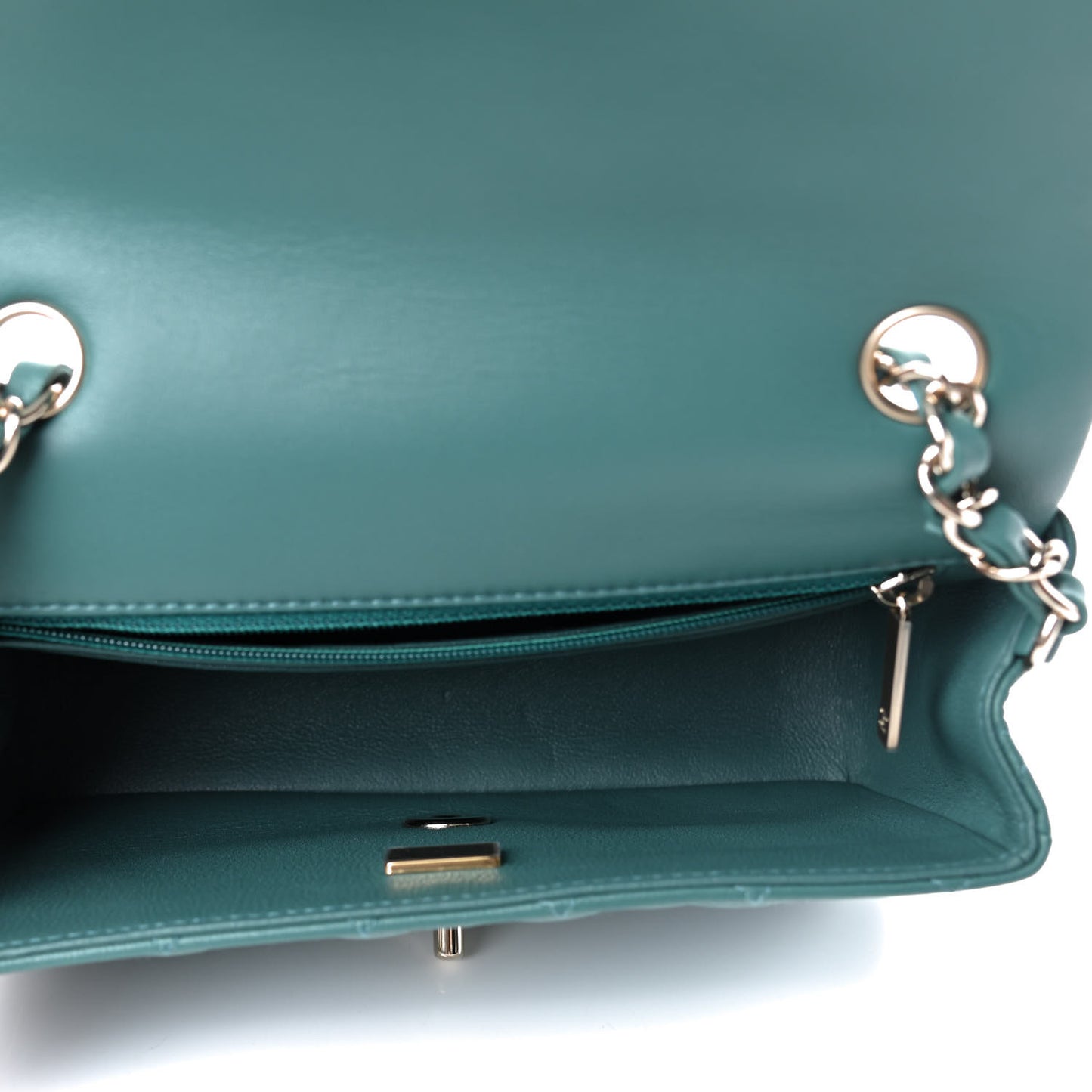 Lambskin Quilted Mini Rectangular Flap Green