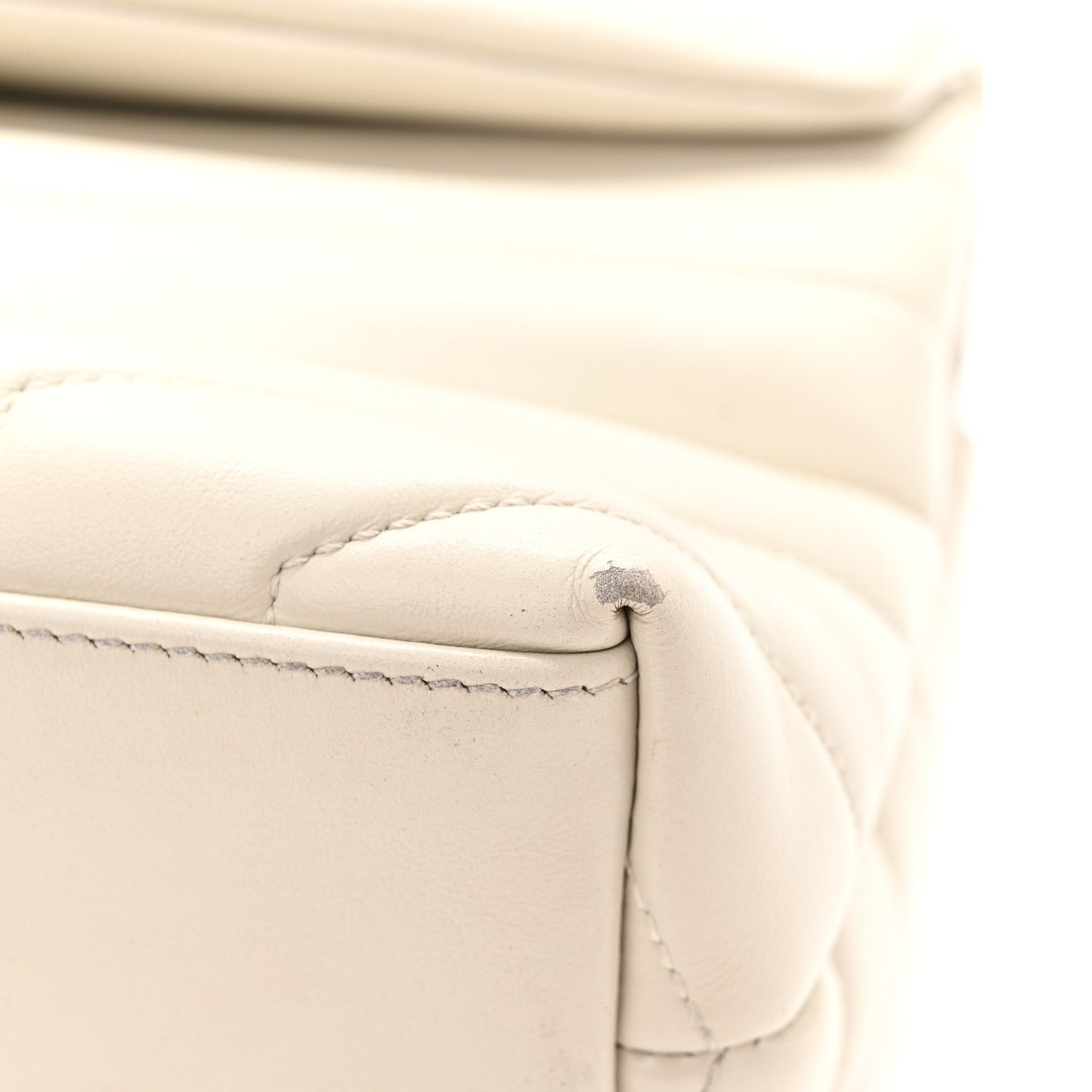 Calfskin Y Quilted Monogram Small Loulou Chain Satchel Blanc Vintage