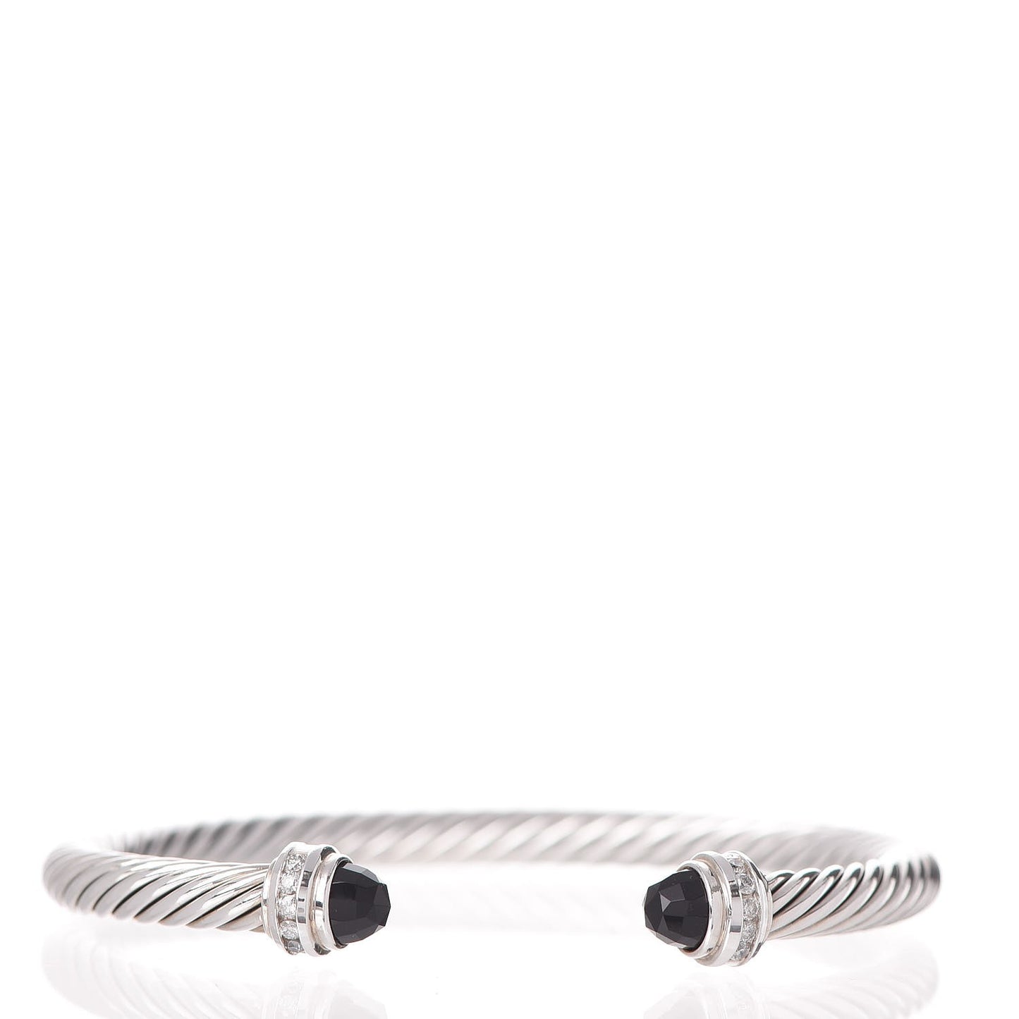 Sterling Silver Diamond Black Onyx 5mm Cable Classics Princess Bracelet
