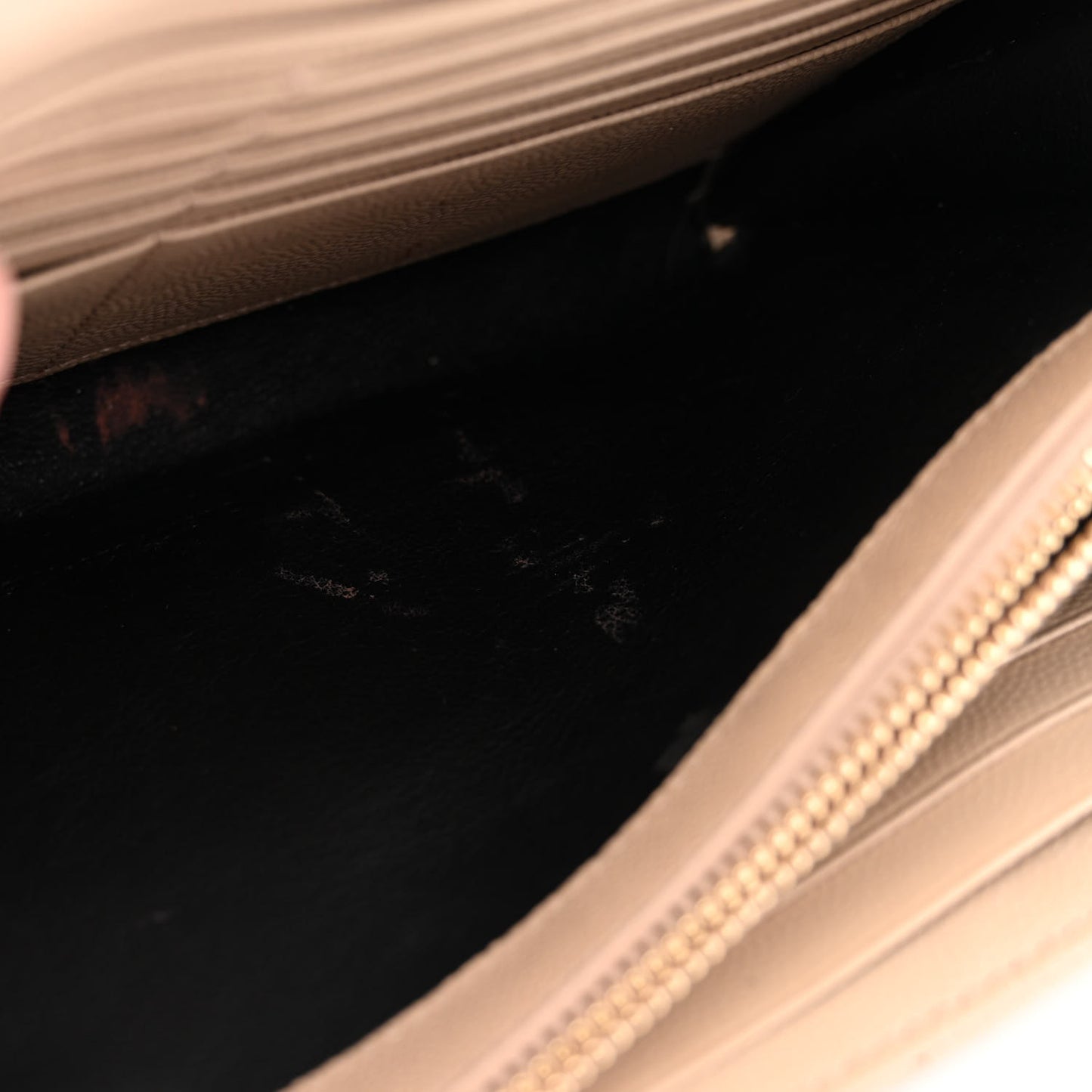Grain De Poudre Matelasse Chevron Monogram Chain Wallet Nude Powder