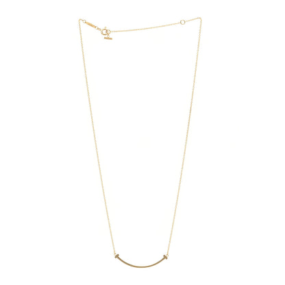 Tiffany 18K Yellow Gold Small T Smile Pendant Necklace 3 of 6