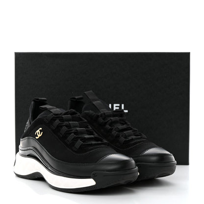 Chanel Velvet Calfskin Mixed Fibers CC Sneakers 38 Black 9 of 9