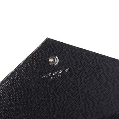 Saint Laurent Grain De Poudre Matelasse Chevron Monogram Chain Wallet Black 8 of 11