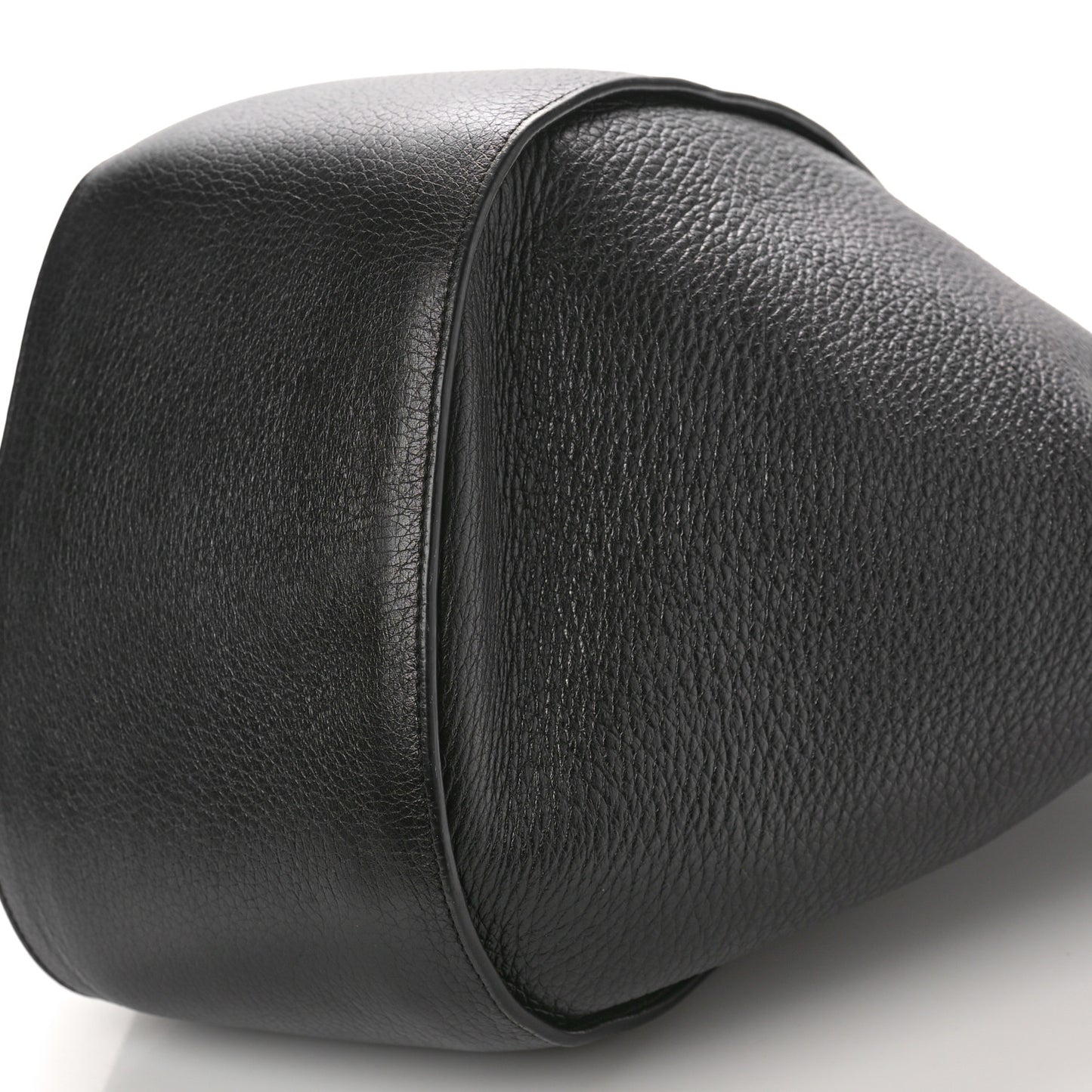Grained Calfskin Drawstring Bucket Bag Black