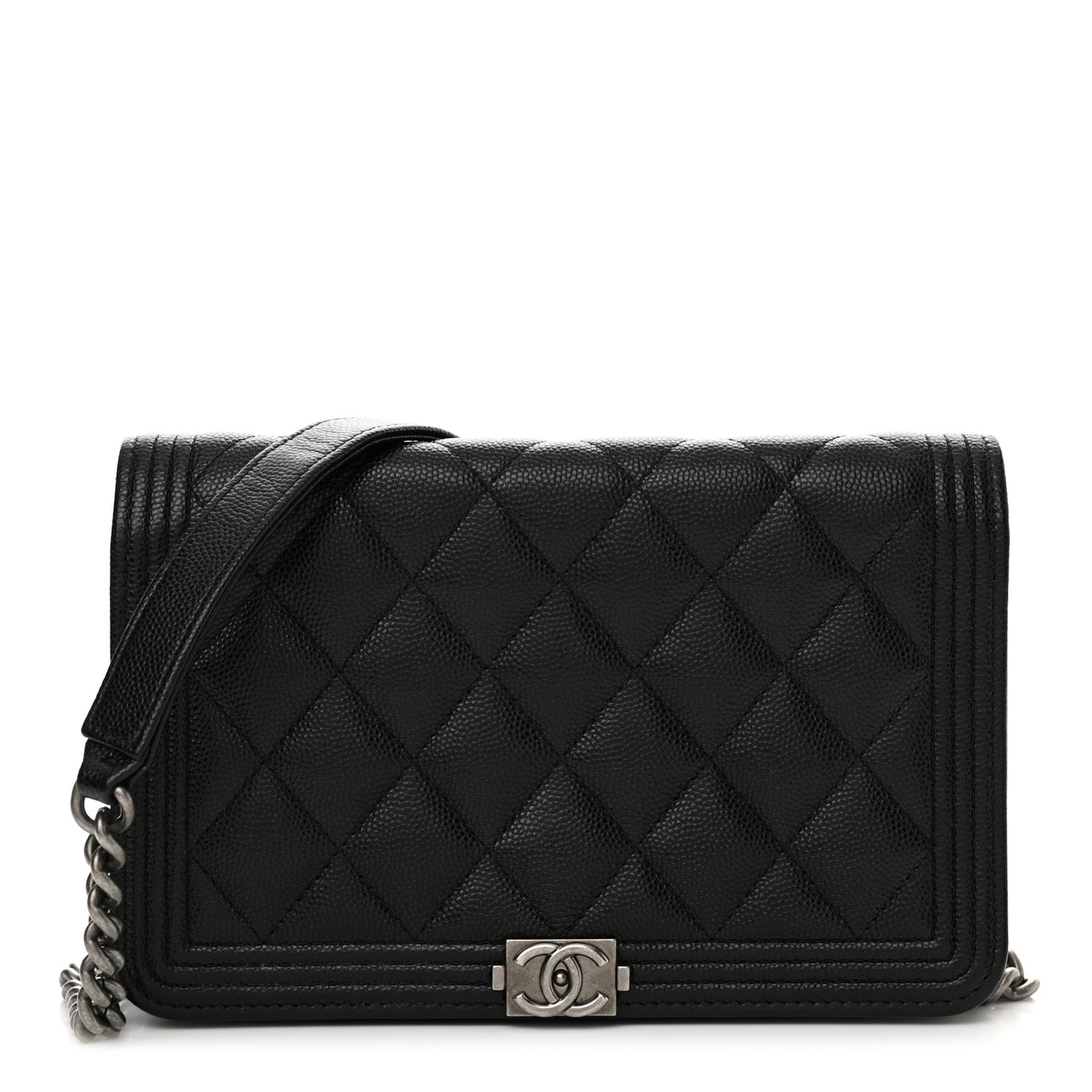 Caviar Quilted Boy Wallet On Chain WOC Black