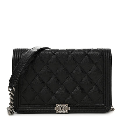 Chanel Caviar Quilted Boy Wallet On Chain WOC Black 1 of 14