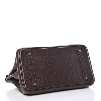 Hermes Taurillon Clemence Birkin 35 Chocolate 5 of 37
