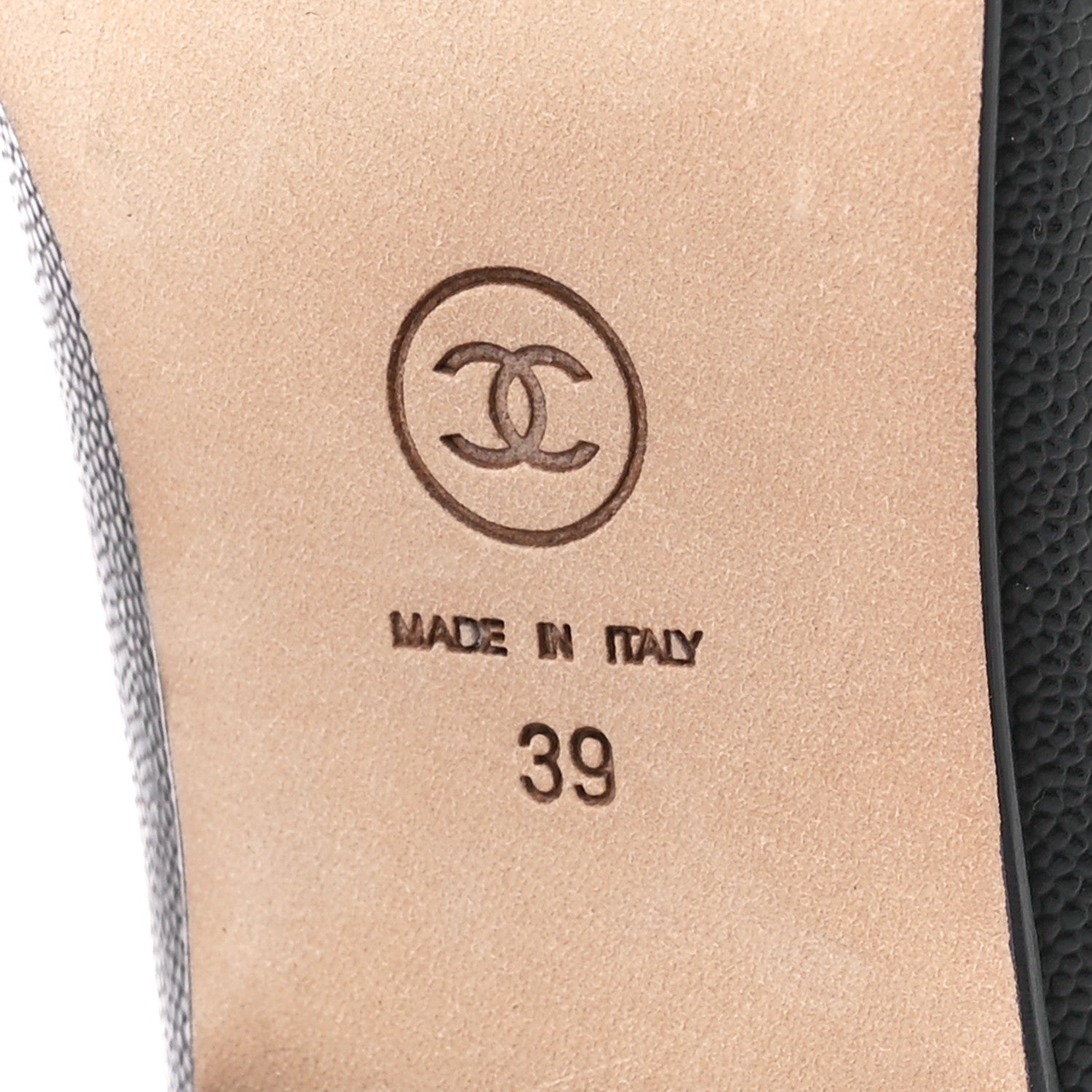 Chanel Caviar CC Cap Toe Ballerina Flats 39 Black 6 of 9
