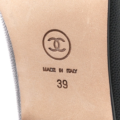 Chanel Caviar CC Cap Toe Ballerina Flats 39 Black 6 of 9
