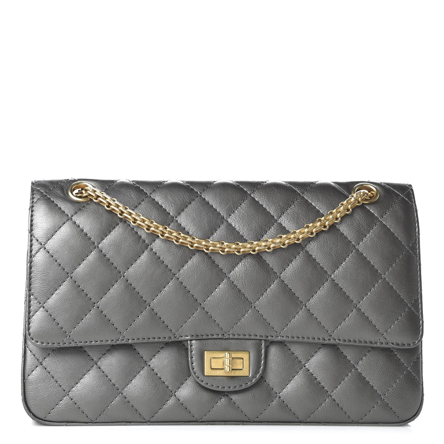 Chanel Metallic Calfskin Quilted 2.55 Reissue 226 Flap Charcoal 1 of 9