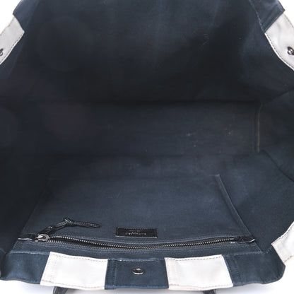 Saint Laurent Canvas Noe Striped Tote Black White 5 of 7