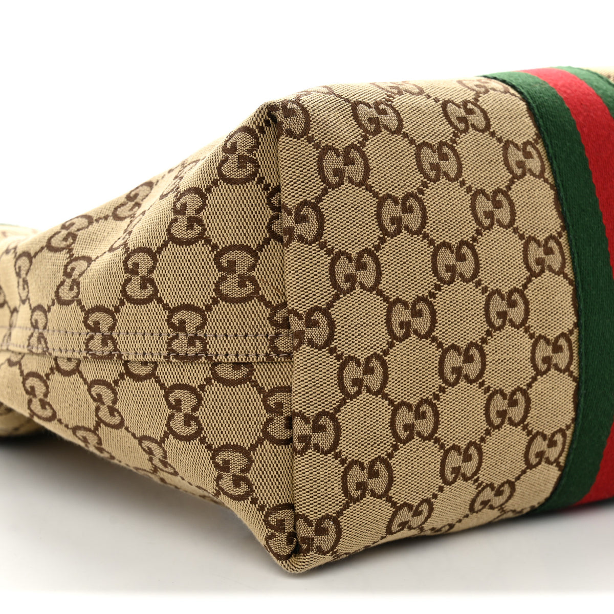 Gucci Monogram Web Small Giglio Tote Beige Dark Brown 10 of 11