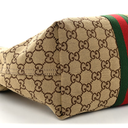 Gucci Monogram Web Small Giglio Tote Beige Dark Brown 10 of 11