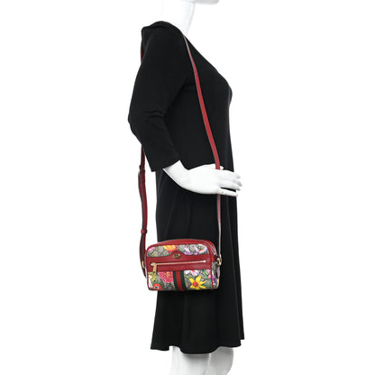 Gucci GG Supreme Monogram Flora Web Mini Ophidia Shoulder Bag Red 2 of 13