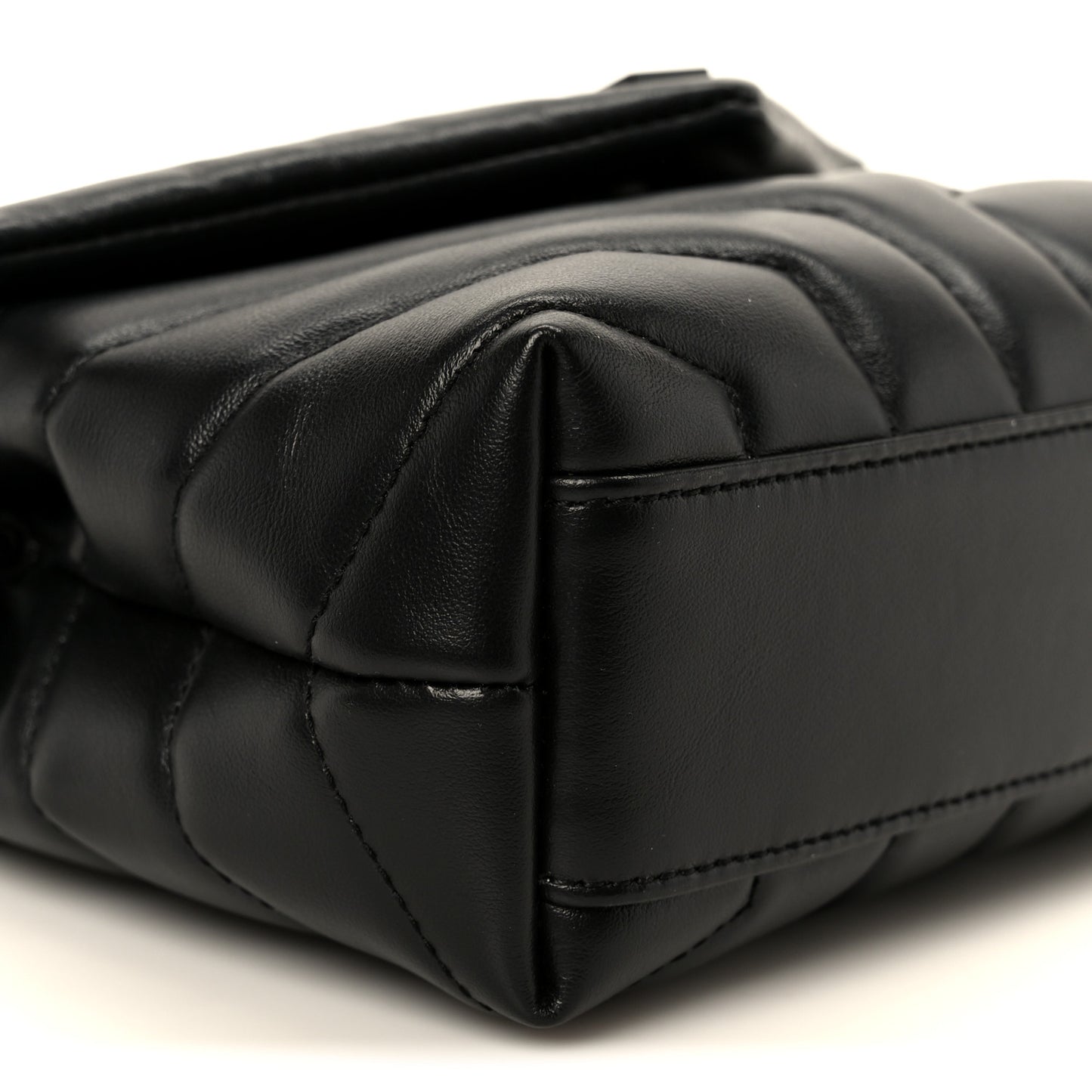 Calfskin Y Quilted Monogram Monochrome Toy Loulou Crossbody Bag Black