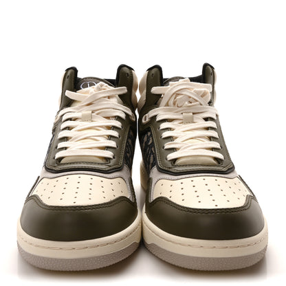 Christian Dior Smooth Calfskin Jacquard Oblique Mens B27 Mid Top Sneakers 43 Green Beige 3 of 9
