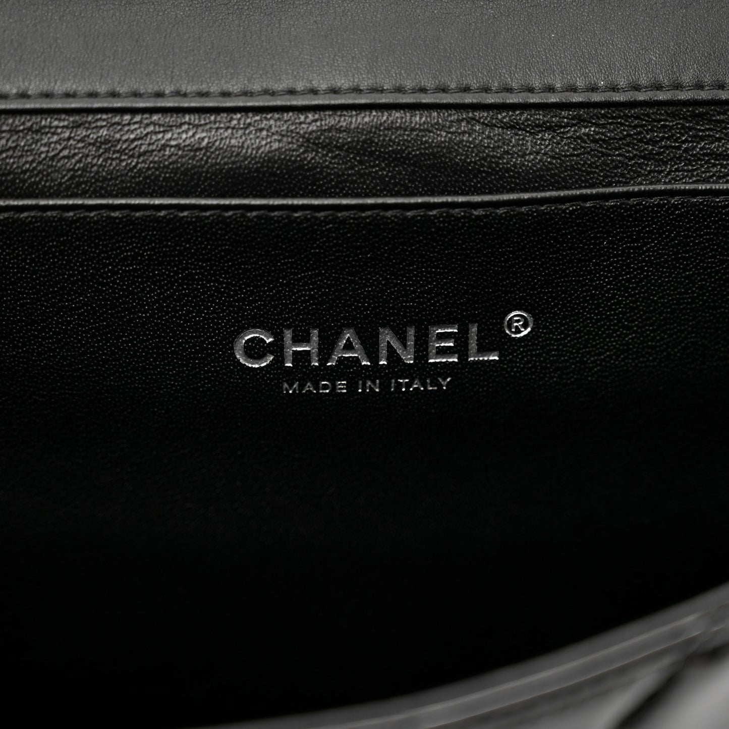 Patent Quilted Clutch with Chain Flap Black
