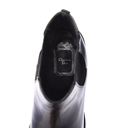 Christian Dior Glazed Calfskin Crystal Tomboy Ankle Boots 37.5 Black 7 of 10