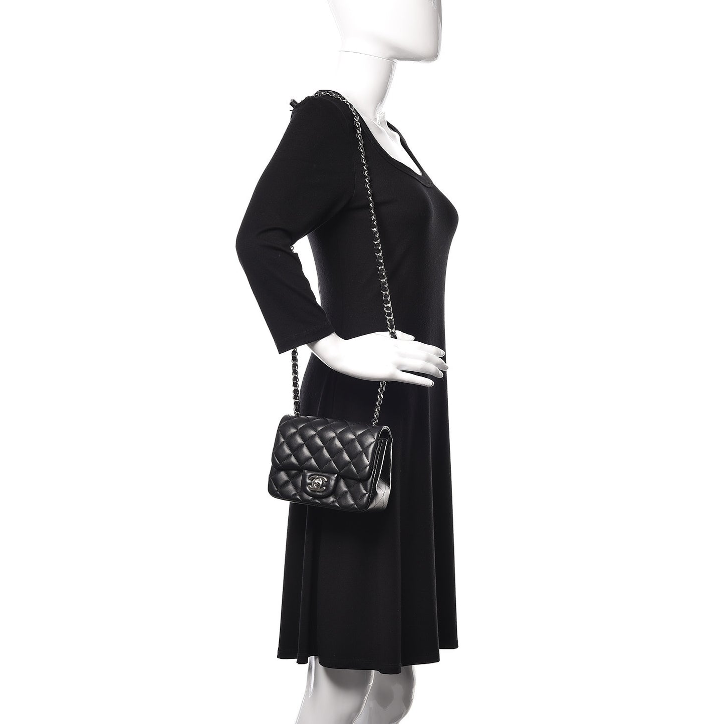 Lambskin Quilted Mini Square Flap Black